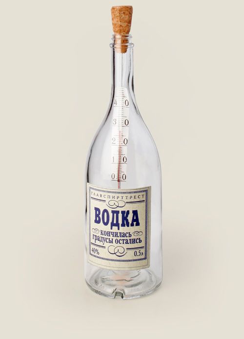 Бутылка-градусник Водка Не понижающим градус товарищам!