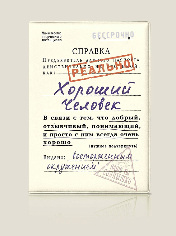 Обложка на паспорт Справка Хороший человек Обложка на паспорт Справка Хороший человек