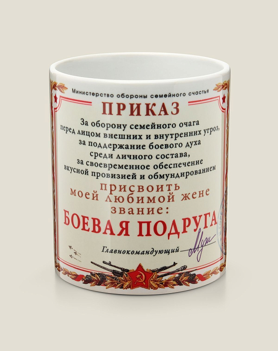 Кружка - приказ Боевая подруга для такой, с которой не страшно в разведку, с кото...
