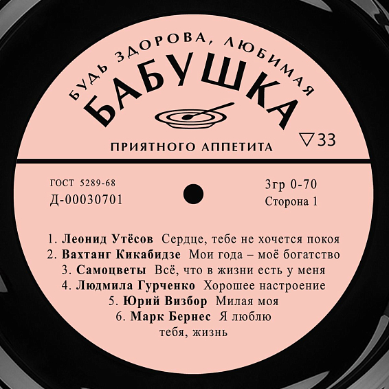 Тарелка пластинка Будь здорова, любимая бабушка! для любимой бабушки, ласковой бабули, нежной бабус... Тарелка пластинка Будь здорова, любимая бабушка!