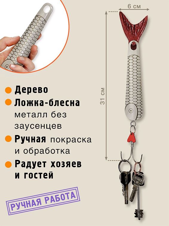 Ключница - ложка для обуви Блесна ДОМА КЛЁВО Для рыбаков-профессионалов, любителей рыбалки и не... Ключница - ложка для обуви Блесна ДОМА КЛЁВО