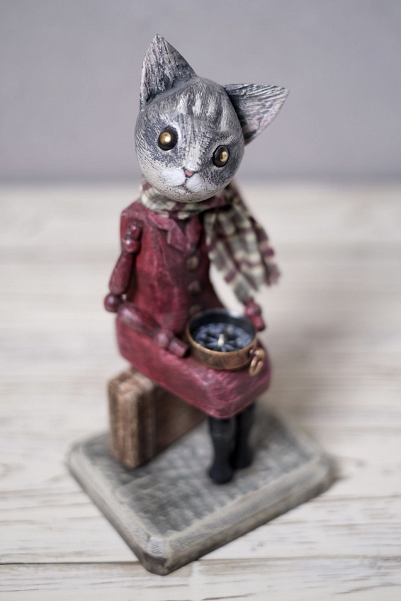 Статуэтка Кошка с компасом Статуэтка Кошка с компасом