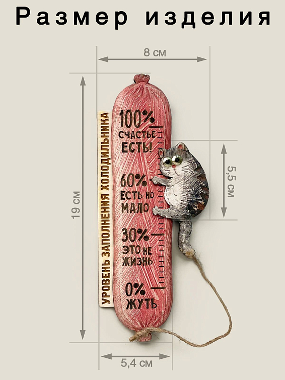 Магнит на холодильник Кот с колбасой 